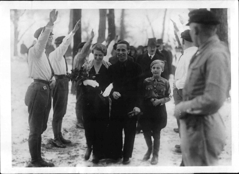 Adolf Hitler at the wedding of Joseph Goebbels and Magda Quandt in Severin